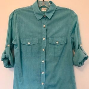 J. Crew "the perfect shirt" teal button down